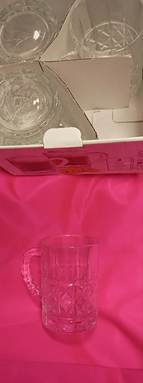 Crystal Clear Glass Coffee Mugs - Set of 4